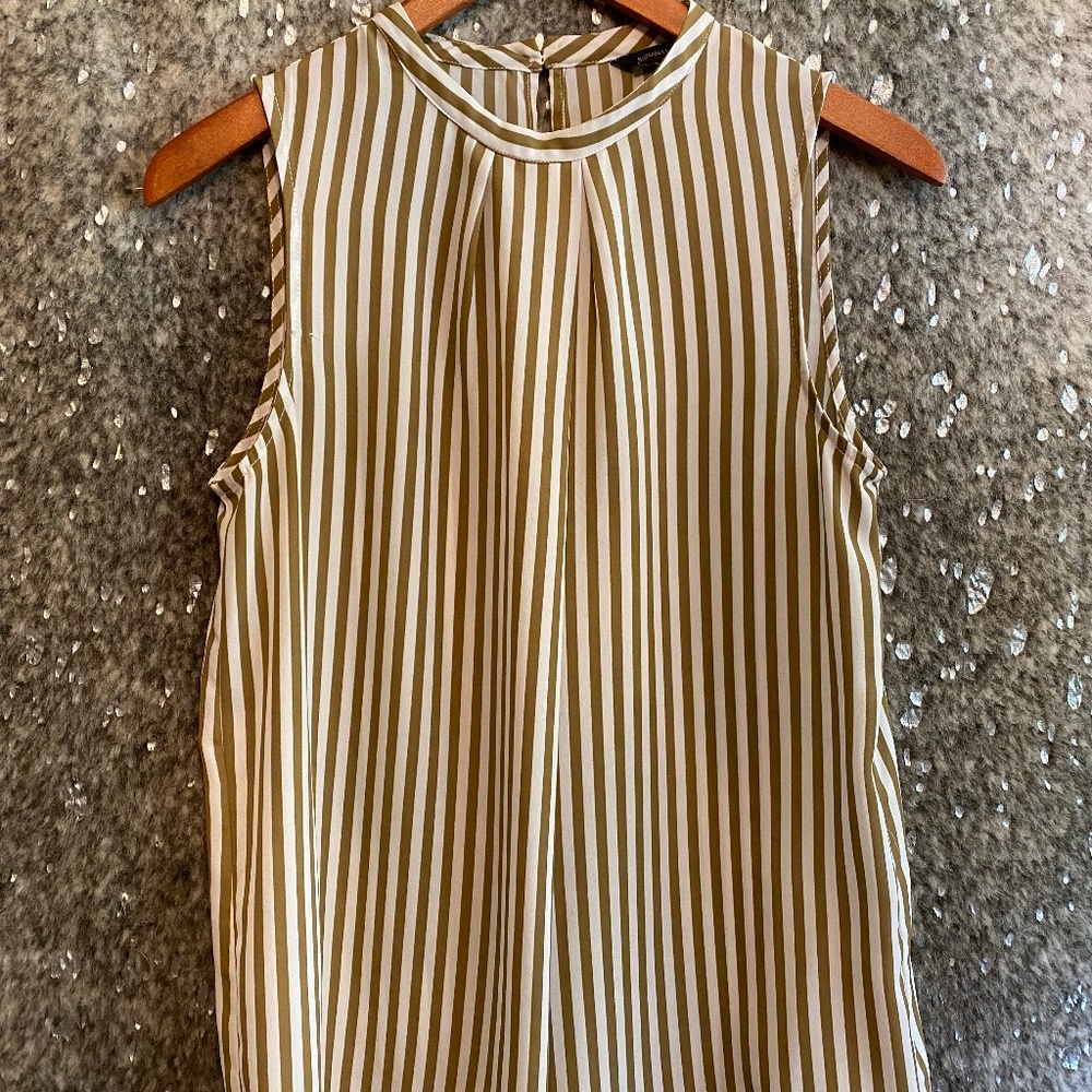 Vertical Stripe Flowy Blouse - Mustard - Express